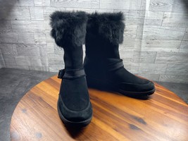 Stuart Weitzman Boots Women 8 SS Slim Shoes Black Leather  Fur Lined Comfort - $69.12