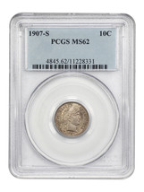 1907-S 10C PCGS MS62 - £342.02 GBP