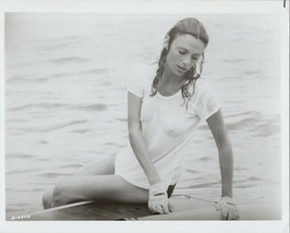 Jacqueline Bissett in wet white t-shirt sits on side of boat The Deep 8x10 photo - $10.99