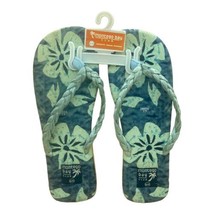 Montego Bay Club Women&#39;s Size 9/10 Flip Flop Thong Sandals Teal Floral Print - £9.27 GBP
