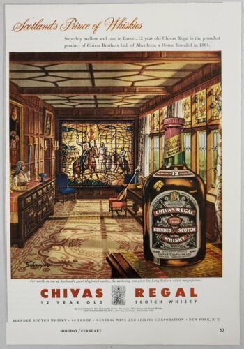 1956 Print Ad Chivas Regal Scotch Whiskey Medieval Stained Glass Window - £9.13 GBP