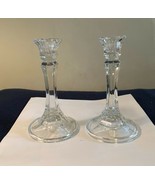 NEW Beautiful Art Deco Clear Two 6&quot; tall Candle-lite Indiana Candlestick... - $13.66 CAD