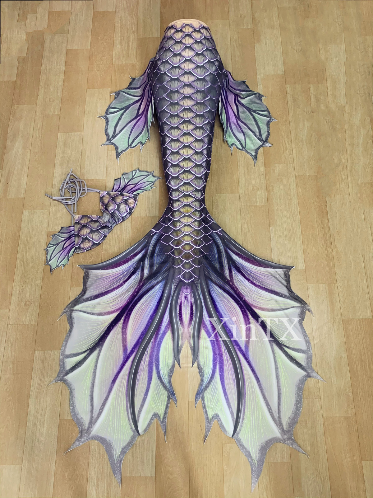 2024 Big Mermaid Tail for Kids Women NO Monofin Mermaid Costume Swimsuit