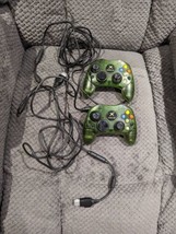 Two Original Microsoft XBox Type S Green Controllers w Breakaway Cables ... - £51.95 GBP