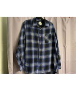 Field &amp; Stream Flannel Long Sleeve Shirt Men&#39;s XL Blue &amp; Black Plaid Button - $26.82