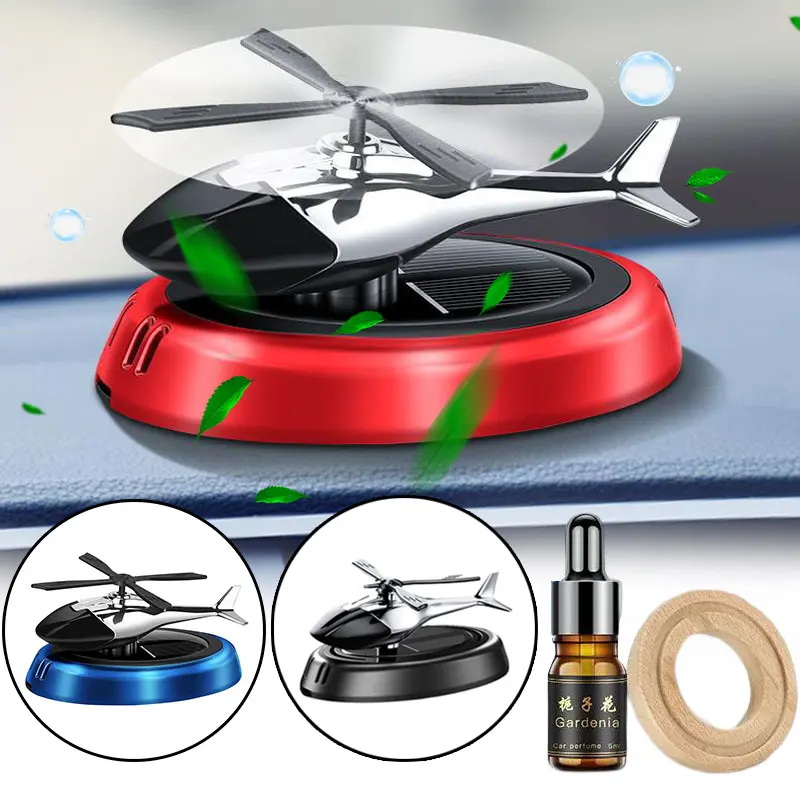 Car Air Freshener Helicopter Solar Rotating Aroma Diffuser Automotive In... - £7.11 GBP+