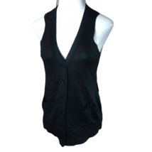 Ann Taylor LOFT Light Weight Button Up Sleeveless Sweater ~ Sz S ~ Black  - £13.62 GBP