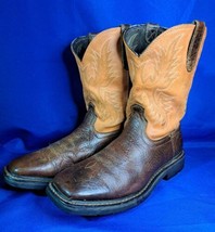 Ariat Mens Size 13D Two Tone Brown Leather Square Toe Cowboy Western Boots - £110.28 GBP