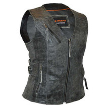 Motorcycle Vest Distressed Gray Premium Leather MC Vest by Vance Leather - £75.77 GBP