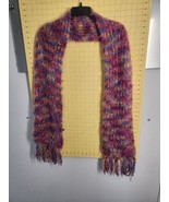 Lane Bryant Multi-Color Long Knit Fringed Winter Scarf Soft Purple Maroon - $10.88