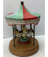 Vtg Large Ceramic Brass 4 Horse Carousel Music Box Willitts Plays Carous... - £88.25 GBP