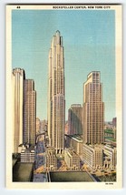 Rockefeller Center Buildings New York City Postcard Linen Curt Teich NYC Unused - £8.73 GBP