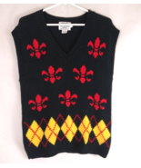 The Villager Petites Storybook Collection Women&#39;s Fleur De Lis Argyle Sw... - $27.23 CAD