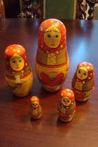 Vintage Nesting Dolls (5) 5 3/4&quot; tall, hand painted - £20.50 GBP