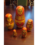 Vintage Nesting Dolls (5) 5 3/4&quot; tall, hand painted - $35.19 CAD