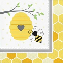 Bumblebee Lunch Napkins Paper 16 Pack 6.5&quot; x 6.5&quot; Bee Decoration Supplies - £12.64 GBP
