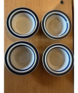 Arabia Finland Anemone Blue Rim Edge Cereal Bowl 7&quot; Set Of 4 - $88.90 CAD