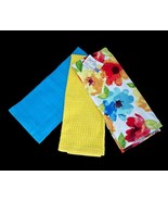 3 Fiesta Turq Yellow Blue Coordinating Floral Velour &amp; Textured Kitchen ... - $34.28 CAD