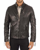 Mens Leather Jacket Stylish Genuine Lambskin Motorcycle Bomber Biker Jac... - £94.86 GBP