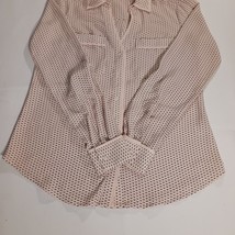 Candies RN#73277 Women's Peach & Black Roll Tab Sleeve Full Button Shirt Size XS image 12