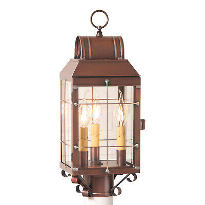 Primary image for ANTIQUE COPPER OUTDOOR POST LANTERN Classic Colonial Pathway Entry Door Light