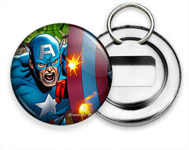 Captain America First Avenger Superhero Shield Beer Soda Bottle Opener Key Ring - £12.92 GBP