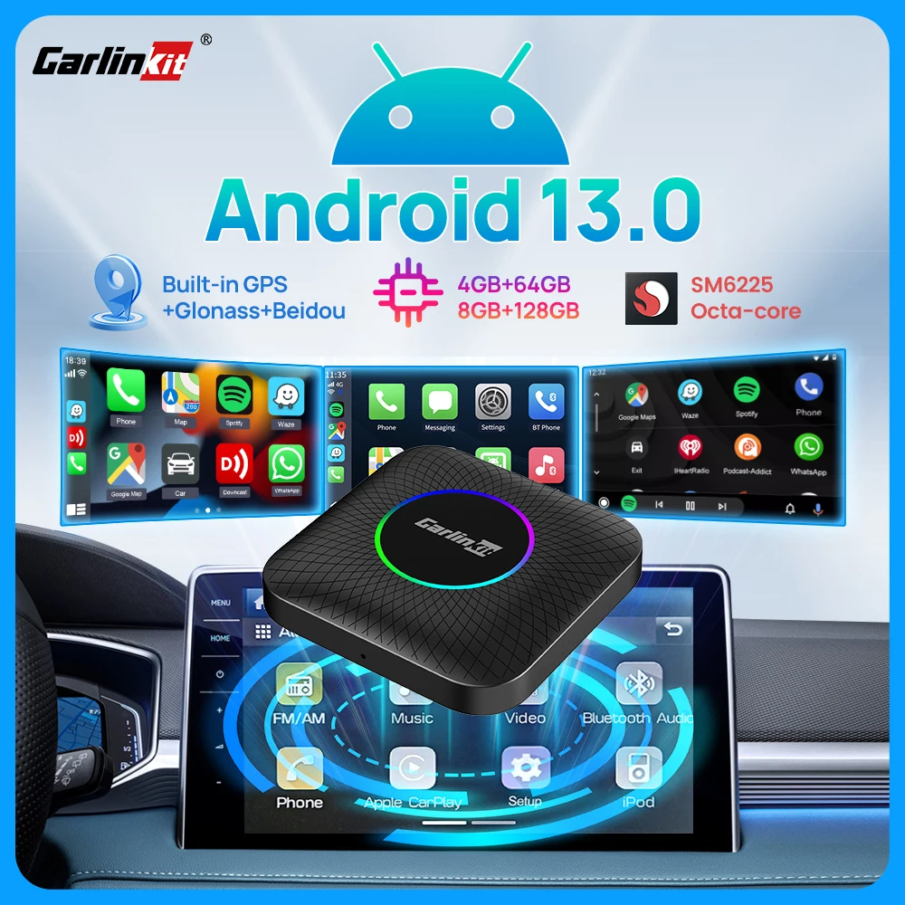 8GB+128GB Carlinkit Android 13.0 Carplay Ai Box Wireless Android Auto &amp; Carplay - £143.62 GBP+