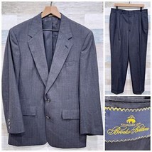 Brooks Brothers Wool Pinstripe Suit Gray Pleated Pants Vintage USA Mens 41R - £156.42 GBP