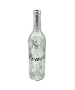 Upcycled Painted Peace Wine Bottle 12in Decor Silver - £14.21 GBP