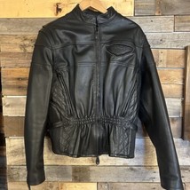 Harley Davidson Women’s L Leather Jacket Motorcycle Black Zip Vented Padded - $116.88