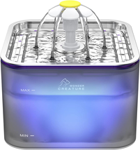 Crystal Cat Water Fountain Stainless Steel, 101Oz/3L Pet Fountain with L... - $46.52