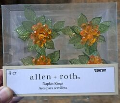 allen + roth 4-Pack Silver Stainless Steel Green Leaves Round Napkin Rings - $9.50