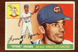 Vintage Baseball Card Topps 1955 Spook Jacobs 2nd Base Kansas City Athletics #61 - $9.65