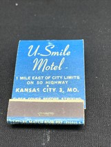 Rare Vintage Feature Matchbook Front Strike Unstruck U-Smile Motel KG - £19.44 GBP