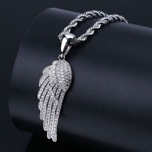 1.50Ct Round Real Moissanite Cluster Angel Wing Pendant 14k White Gold Plated - £194.31 GBP