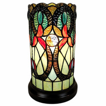 11&quot; Beige and Orange Mosaic Tile Stained Glass Accent Lamp - $170.06
