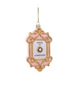 PRESS FOR CHAMPAGNE ORNAMENT 4.5&quot; Glass Funny Sign Pink Button Christmas... - $17.95