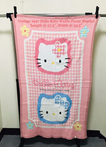 Vintage 1997 Sanrio Hello Kitty Tokyo Japan 58” x  34” Waffle Blanket HTF - £193.85 GBP