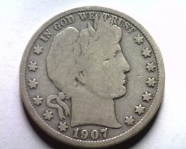 1907-D BARBER HALF DOLLAR GOOD / VERY GOOD G/VG NICE ORIGINAL COIN BOBS ... - $24.00