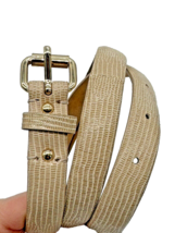 Ann Taylor Womens Size S Genuine Leather Skinny Belt Cream Tan Snake Reptilian - £15.62 GBP