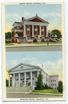 Baptist &amp; Methodist Church Jonesboro Arkansas linen postcard - $6.44