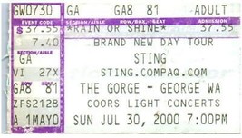 Sting Konzert Ticket Stumpf Juli 30 2000 George Washington Die Schlucht - $39.58