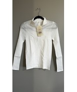 Fabletics White Mesh Long Sleeve Top Quarter Zip Size M  - $52.97 CAD