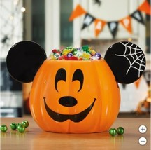 Disney Mickey Mouse Candy Bowl Orange Black Treat Ceramic Hand Painted F... - $62.99