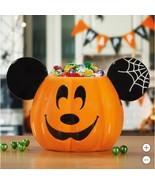 Disney Mickey Mouse Candy Bowl Orange Black Treat Ceramic Hand Painted F... - $62.99