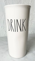 Rae Dunn Ivory Tall DRINK Ceramic Mug with Lid Artisan Collection Coffee... - £14.85 GBP