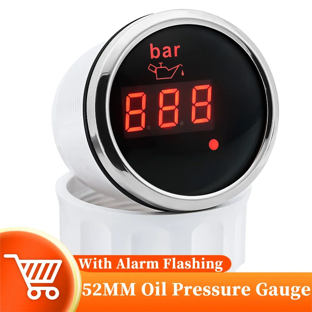 12/24V Car Oil Pressure Gauge 10 Bar Digital Display With Flashing Alarm - £10.83 GBP+