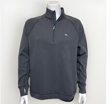Tommy Bahama Sweater Mens Large Gray IslandZone Half Zip Mock Neck Thumb... - $23.98