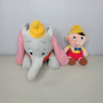 Disney Plush Lot Dumbo and Pinocchio Stuffed Animal Set of 2 Cartoon - £12.72 GBP