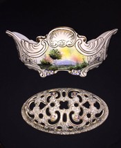 Stunning Fine Porcelain Pictured European Lidded Dish &amp; Charger 24 carat... - $240.00